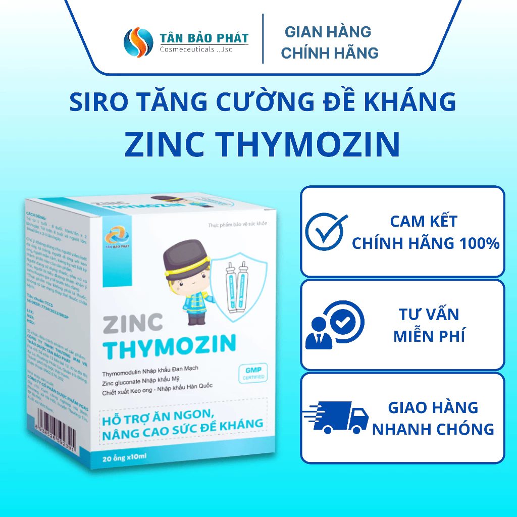 Siro ZinC Thymozin - bổ sung kẽm, thymomodulin và các vitamin giúp kích thích ăn ngon miệng, tăng đề kháng