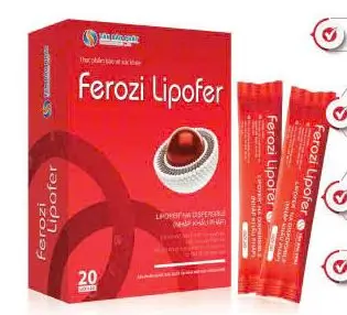 Sắt sinh học Ferozi Lipofer - Bổ sung Sắt cho Bà bầu, không tanh, không táo bón (Hộp 20 gói x 2 g)