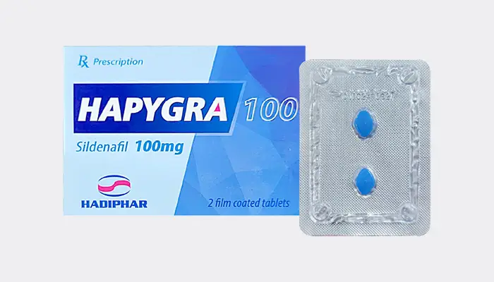 Thuốc Happygra 100mg (Sildenafil) hỗ trợ điều trị rối loạn cương dương ở nam giới