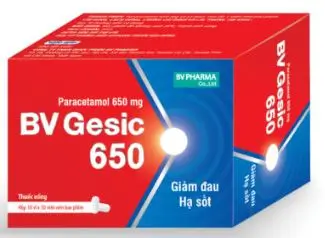 BV Gesic 650 - Hộp 10 vỉ x 10 viên viên nén bao phim -  điều trị các chứng đau và sốt từ nhẹ đến vừa.
