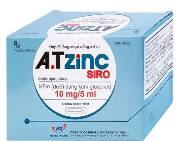 A.T ZinC Siro 10mg/5ml hỗ trợ trị tiêu chảy, tăng đề kháng (30 ống x 5ml)
