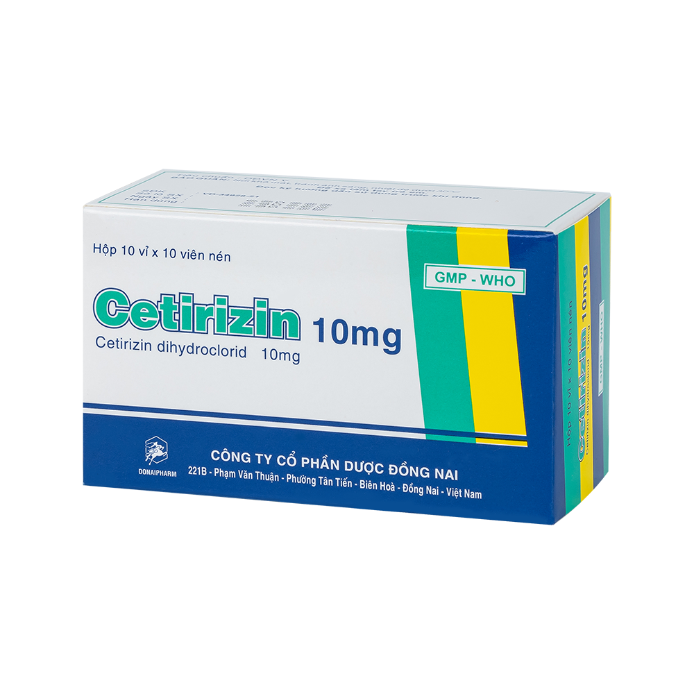 Cetirizin 10mg kháng Histamin- Hộp 10 vỉ x 10 viên nén - DonaiPharm