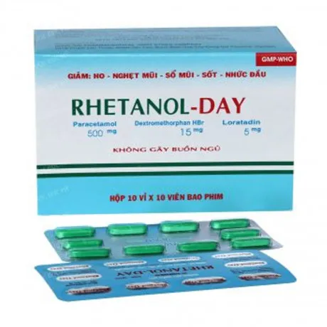 Rhetanol-Day trị các triệu chứng ho cảm thông thường - Hộp 10 vỉ x 10 viên nén - DonaiPharm