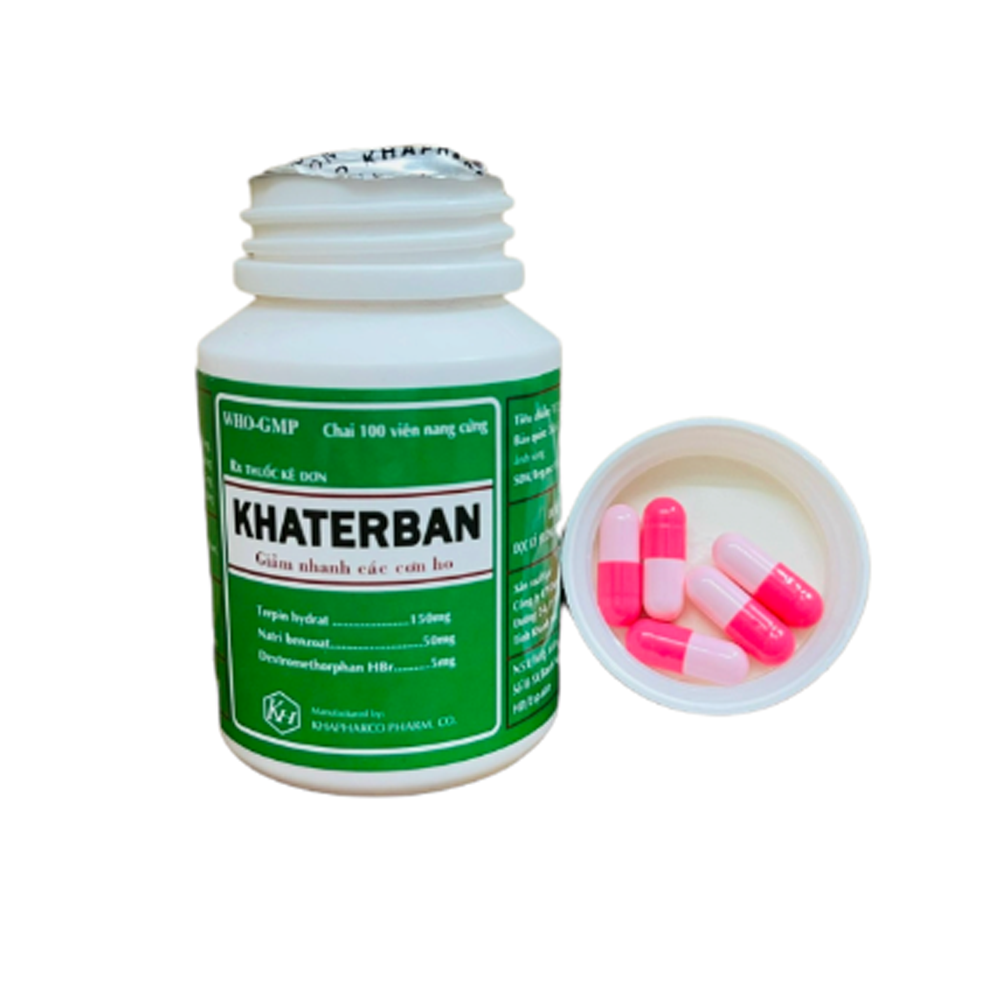 Khaterban trị ho - Chai 100 viên nang cứng - KhaPharco Pharm