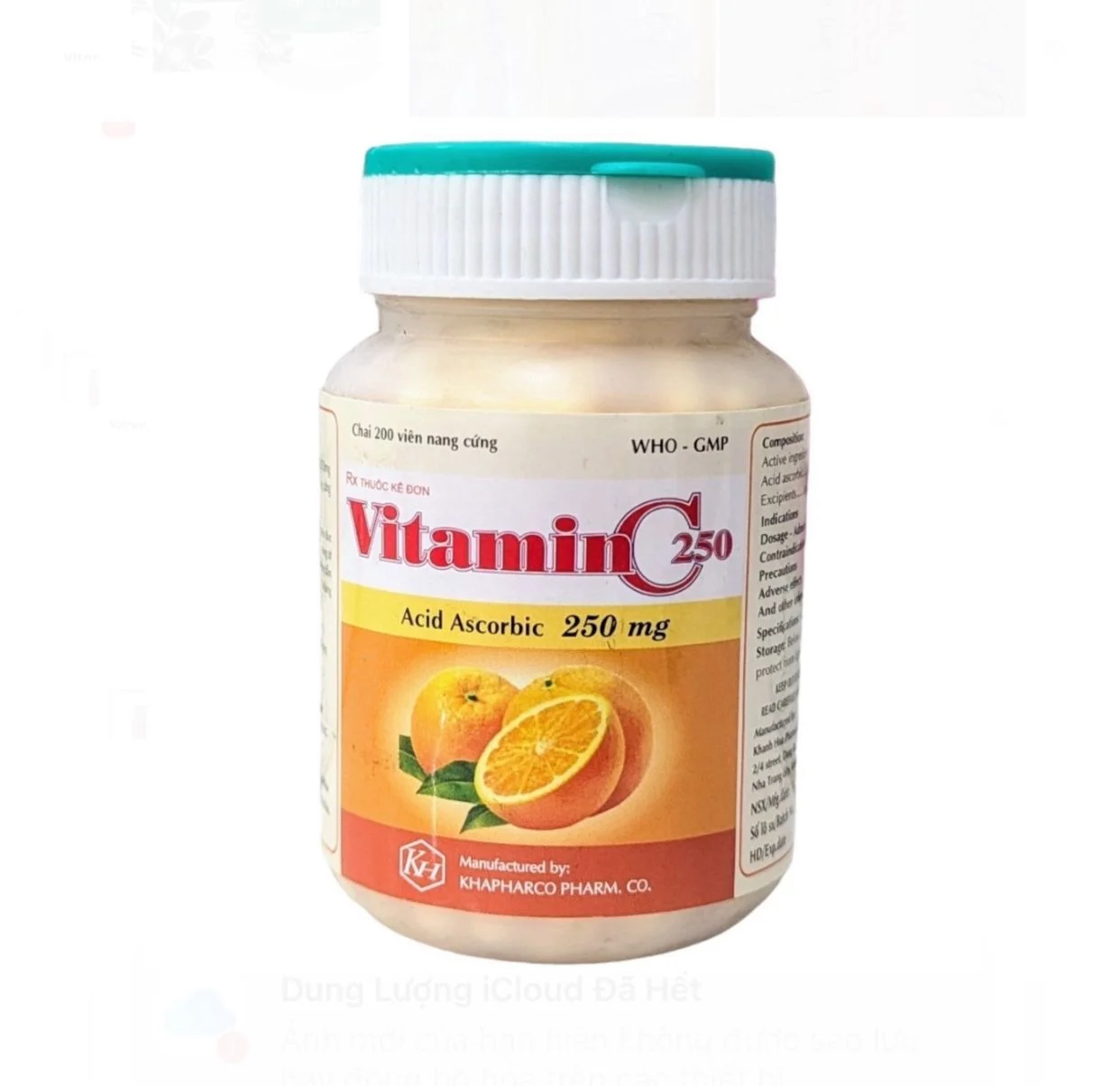 Vitamin C 250 - Chai 200 viên nang cứng - Khapharco Pharm