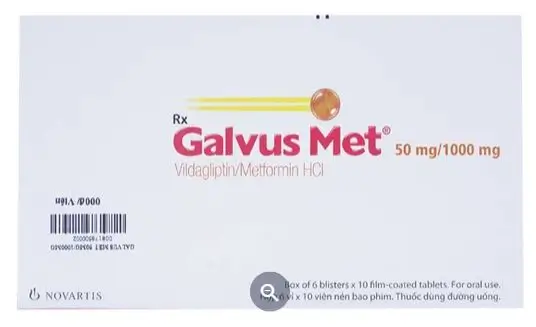 Thuốc Galvus Met 50mg/1000mg Novartis điều trị đái tháo đường type 2 (6 vỉ x 10 viên)