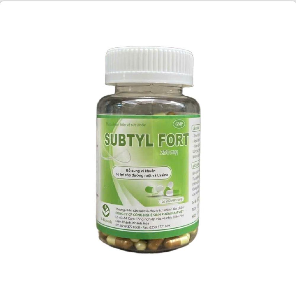 Subtyl Fort  250mg bổ sung men vi sinh - Chai 200 viên nang - Nam Việt