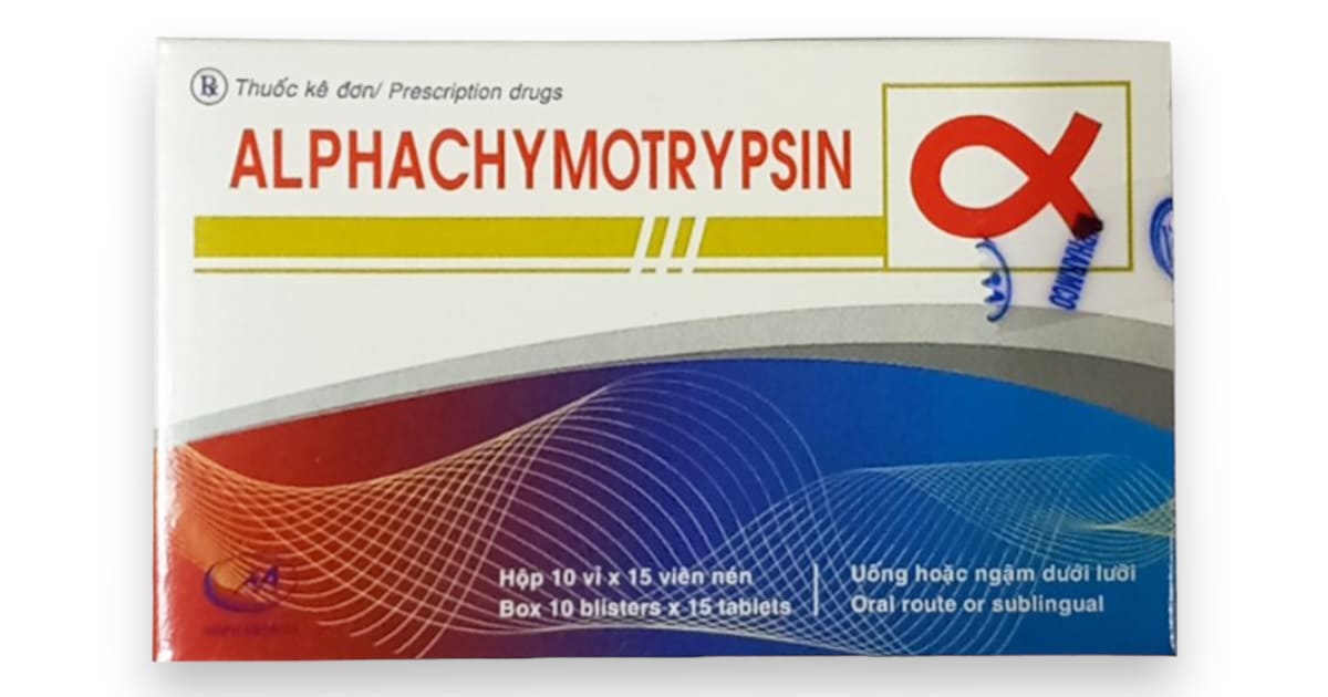 Alphachymotrypsin điều trị phù nề sau chấn thương, phẫu thuật, bỏng- Hộp 10 vỉ x 15 viên - Mipharco
