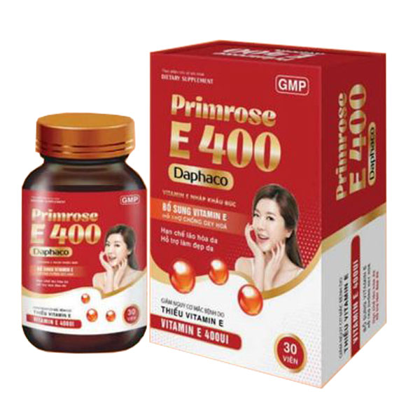 Primrose E400 Daphaco, hỗ trợ chống oxy hóa, hạn chế lão hóa da (Hộp 30 viên)
