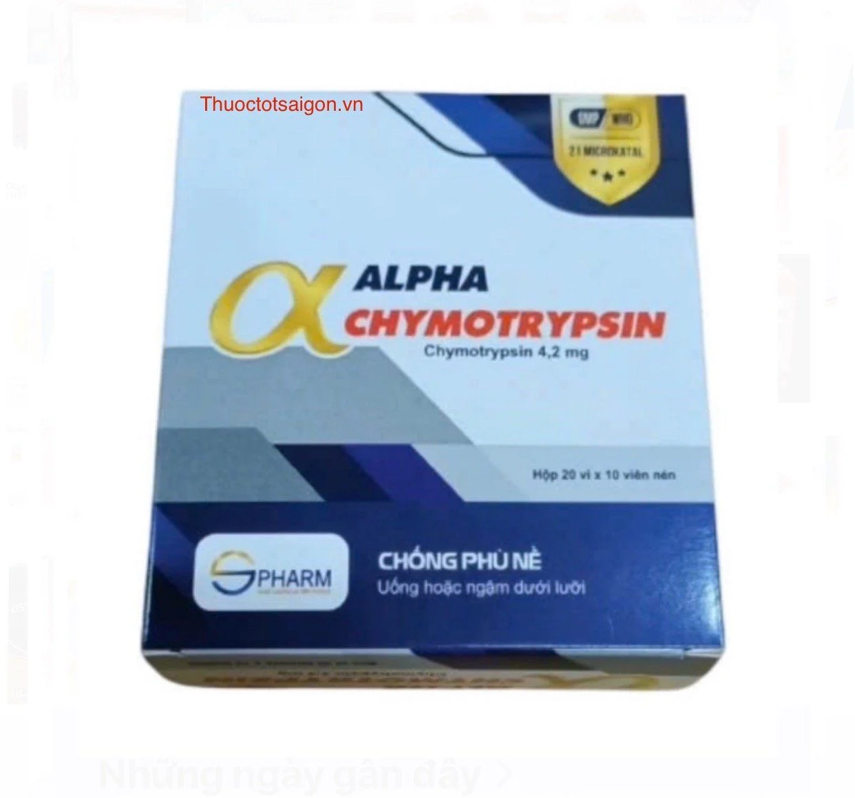 Alpha Chymotrypsin 4200 S.Pharm - Điều trị phù nề sau chấn thương hoặc sau phẫu thuật (H/200v) (viên nén)