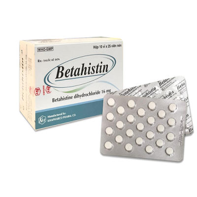 BETAHISTIN 16MG KH - Điều trị chóng mặt, ù tai, mất thính lực liên quan đến hội chứng Mesnière (Hộp 10 vỉ x 25 viên)