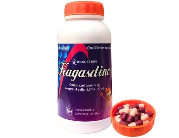 Kagasdin Omeprazol 20Mg Khapharco điều trị loét dạ dày, tá tràng (C/500V) (viên nang)