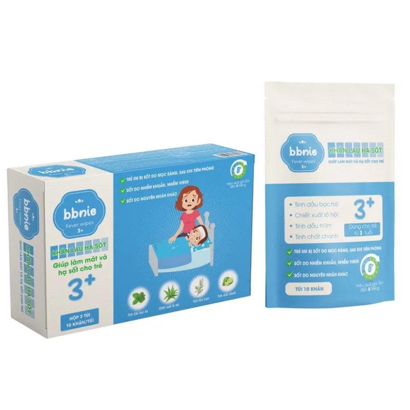 BBNIE Khăn Lau Hạ Sốt Cho Trẻ Từ 3 Tuổi - Hạ Nhiệt Tức Thì, Ngăn Co Giật, An Toàn 