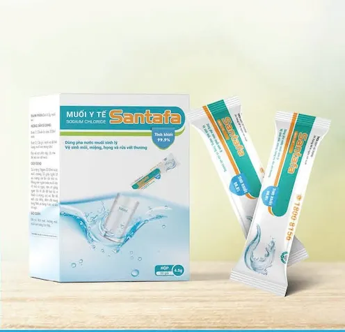 Gói Muối Y Tế SANTAFA 4.5g - Pha Nước Muối Sinh Lý | Vệ Sinh Mũi Họng, Rửa Vết Thương