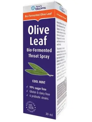 Xịt họng Henry Blooms Olive Leaf Bio-Fermented Throat Spray