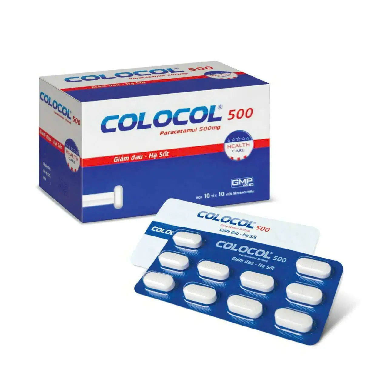 Thuốc Colocol 500mg - Giảm đau, hạ sốt (Hộp 10 vỉ x 10 viên)