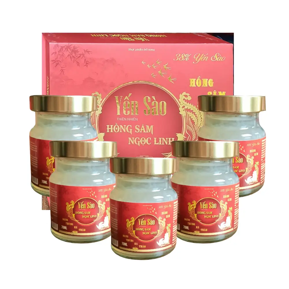 Yến xào Hồng Sâm Ngọc Linh giúp tăng sức khoẻ, tiêu hoá tốt Hộp 6 hũ