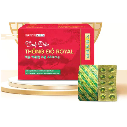 Tinh dầu Thông Đỏ Royal 450mg Hàn Quốc Giảm Mỡ Máu, Điều Hòa Huyết Áp,Hạn Chế Nguy Cơ Xơ Vữa Thành Mạch,Béo Phì,Suy Tim