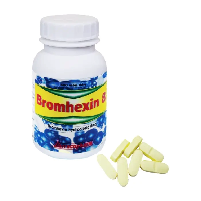 Bromhexin 8mg Vacopharm 500 viên - Thuốc long đàm (nén dài vàng)