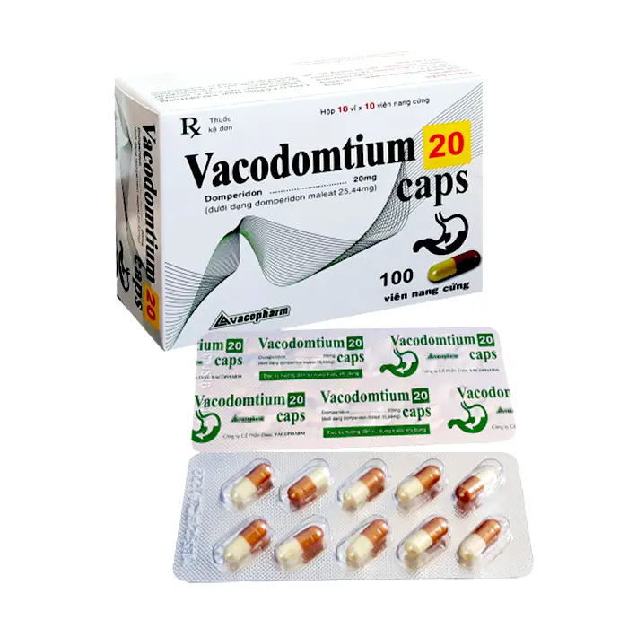 Vacodomtium 20 Caps Vacopharm 10 vỉ x 10 viên – Điều trị triệu chứng nôn, buồn nôn