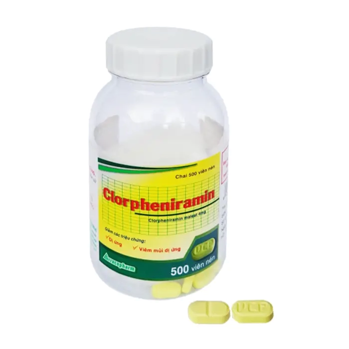 Clorpheniramin Caplet 4mg Vacopharm (Chai 500 viên) – Thuốc dị ứng