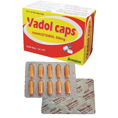 Vadol Caps 500mg Vacopharm (Hộp 10 vỉ x 10 viên) – Thuốc giảm đau hạ sốt