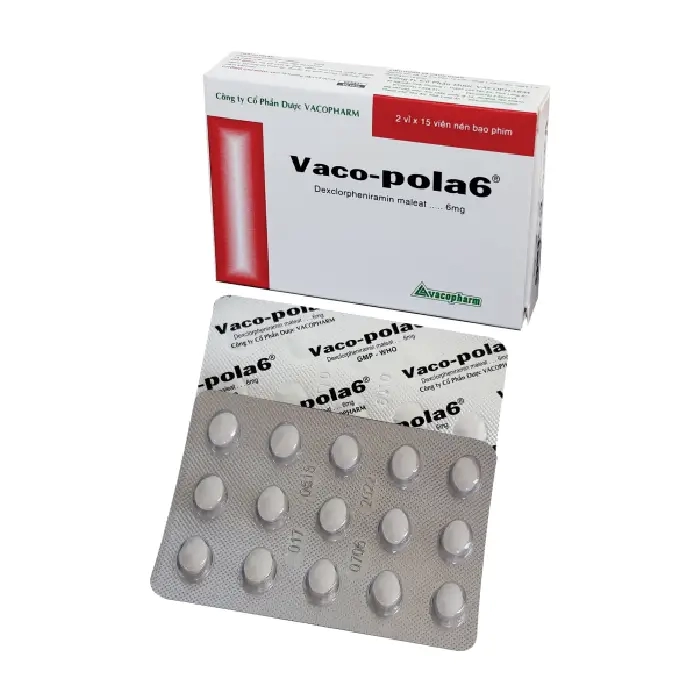 Vaco pola 6 Vacopharm (Hộp 2 vỉ x 15 viên) - Thuốc trị viêm mũi dị ứng