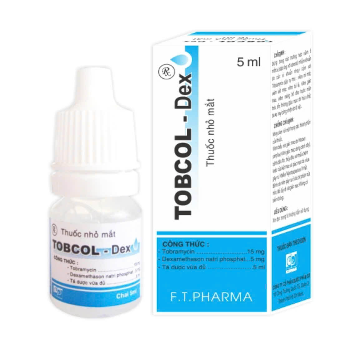 Thuốc nhỏ mắt Tobcol-Dex Dược 3-2 điều trị Viêm mi mắt, viêm kết mạc (5ml)