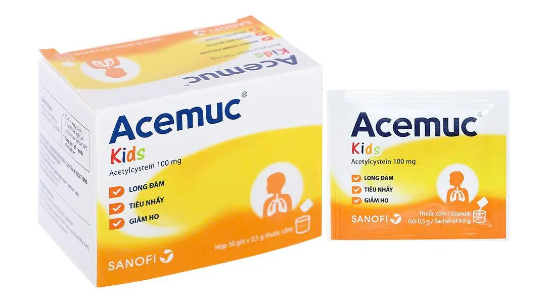 Acemuc 100mg Sanofi (H/30g) - Thuốc Long Đờm Acetylcysteine Chính Hãng Pháp Điều Trị Ho Có Đờm