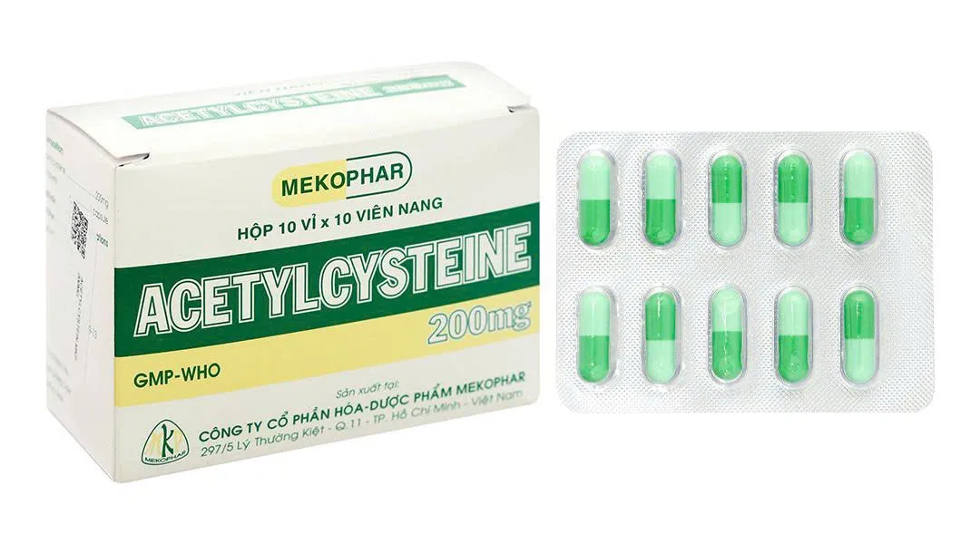 Acetylcystein 200mg Mekophar - Thuốc tiêu nhầy viên nén 100v hiệu quả điều trị viêm phế quản và bệnh nhầy nhớt