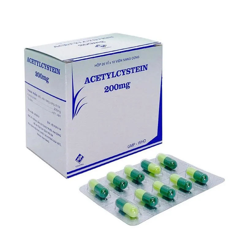 Acetylcystein 200mg Vidipha - Thuốc tiêu nhầy viên nén 200v hiệu quả điều trị viêm phế quản và bệnh nhầy nhớt