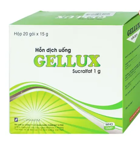Hỗn dịch uống Gellux 1g Davipharm điều trị ngắn ngày loét tá tràng, dạ dày lành tính (20 gói x 15g)