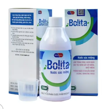 Nước súc miệng Bolita chứa Chlorhexidine 0,12% giúp sạch răng miệng, kháng khuẩn vùng hầu họng, ngăn ngừa mảng bám, làm trắng răng