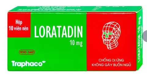 Viên nén Loratadin 10mg Traphaco giảm viêm mũi dị ứng, viêm kết mạc, ngứa và mày đay (1 vỉ x 10 viên)