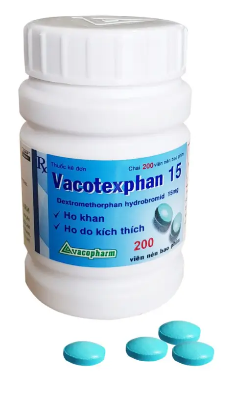 Vacotexphan 15 (Chai 200 viên) điều trị ho mạn tính, ho khan trong các trường hợp phế quản, họng hít phải chất kích thích hay cảm lạnh