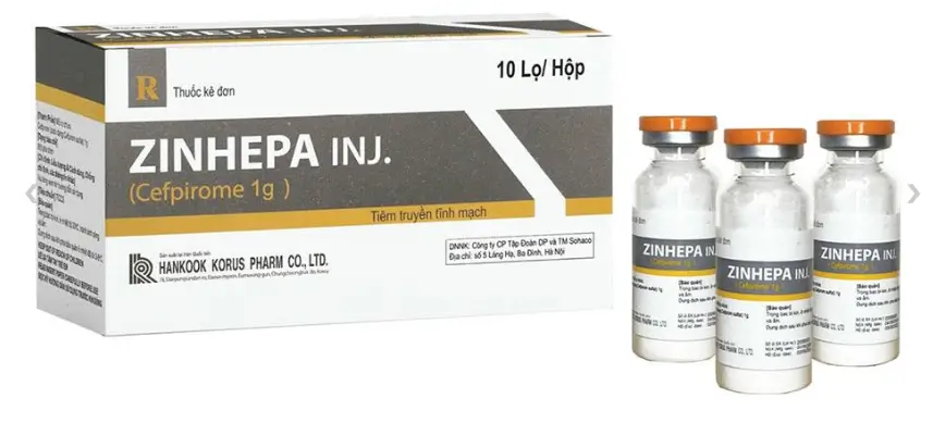 Thuốc Zinhepa Inj. 1g điều trị nhiễm khuẩn hô hấp và tiết niệu có biến chứng đe dọa tính mạng, nhiễm khuẩn huyết hoặc nhiễm khuẩn da