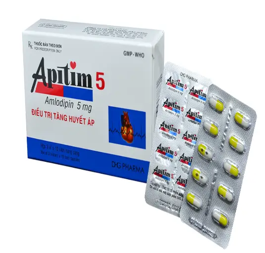 Apitim Amlodipin 5mg hộp 3 vỉ x 10 viên nang Hậu Giang