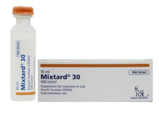 Thuốc Mixtard 30 100IU/ml 10ml điều trị bệnh đái tháo đường