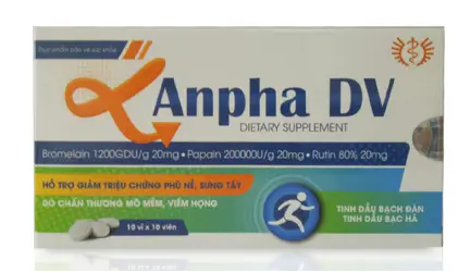 Anpha DV Bromelain 1200GDU/g hộp 10 vỉ x 10 viên nén Dược Vương