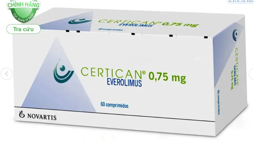 Certican 0.75mg dự phòng thải tạng ghép ở người lớn (6 vỉ x 10 viên)