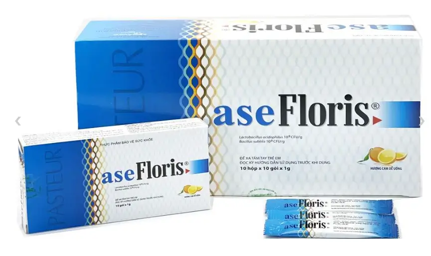 aseFLORIS TPCN  Viện Pasteur sản xuất, hương cam dễ uống (dạng thực phẩm chức năng, hộp mầu xanh)