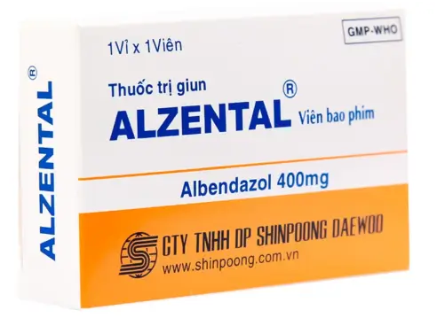 Thuốc Alzental 400mg Shinpoong Daewoo điều trị nhiễm một hoặc nhiều loại ký sinh trùng đường ruột (1 vỉ x 1 viên)