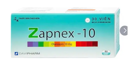Thuốc Zapnex-10 DaviPharm điều trị tâm thần phân liệt (3 vỉ x 10 viên)