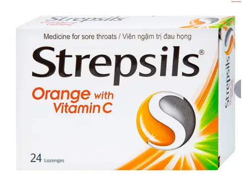 Viên ngậm Strepsils Orange with Vitamin C Reckitt Benckiser điều trị đau họng (2 vỉ x 12 viên)