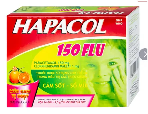 Bột Hapacol 150 Flu DHG giảm đau, hạ sốt (24 gói)