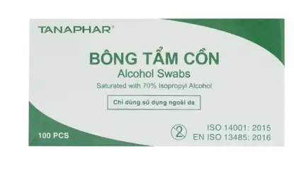 Bông tẩm cồn Alcohol Swabs Tanaphar làm sạch và khử trùng da trước khi tiêm (100 miếng)