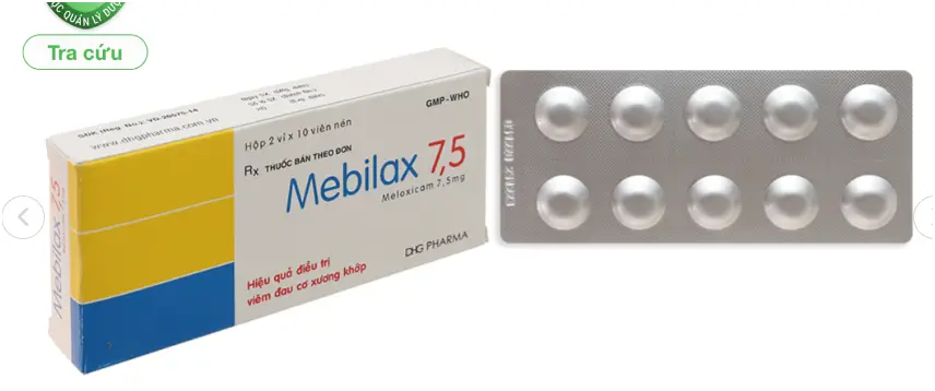 Mebilax 7.5 kháng viêm, giảm đau cơ xương khớp (2 vỉ x 10 viên)