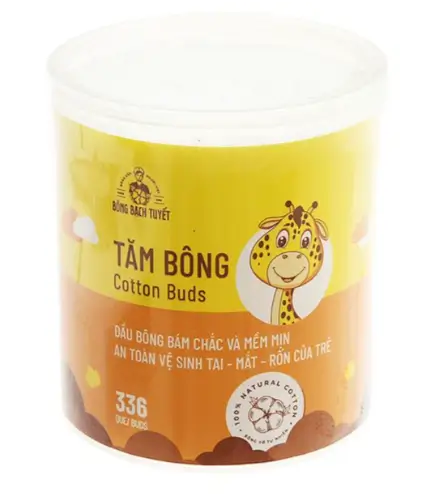 Tăm bông trẻ em Bông Bạch Tuyết đầu tròn hũ 336 que