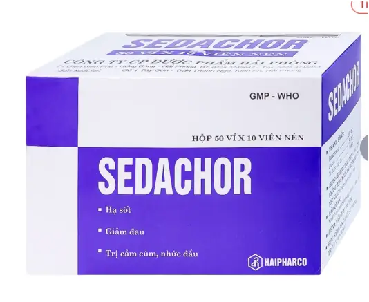 Thuốc Sedachor Haripharco hạ sốt, giảm đau, trị cảm cúm, nhức đầu (50 vỉ x 10 viên)