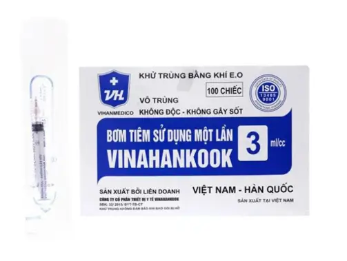 Bơm tiêm sử dụng một lần Vinahankook 3ml/cc được khử trùng bằng khí E.O (25g - 100 cái)